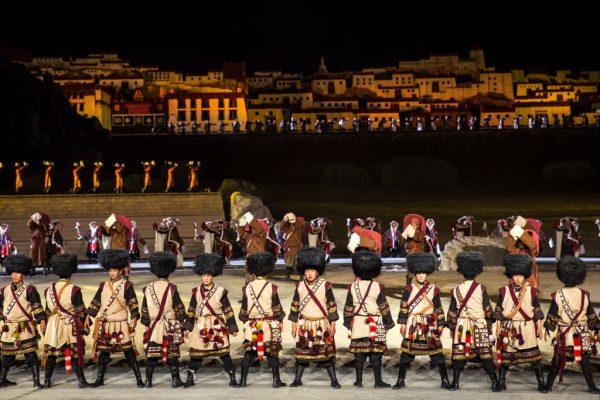 An outdoor opera, 'Princess Wengcheng,' is performed on April 27,2017 in Lhasa, Tibet. (Photo by Wang He/Getty Images)