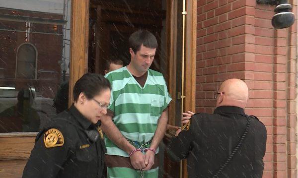 Patrick Frazee leaves the Teller County District Court in Cripple Creek, Colo. Frazee, charged with murder and solicitation to commit murder in the death of his missing fiancee, Kelsey Berreth, is scheduled to appear in court, on Feb. 19, 2019. (Chappin Everett/The Gazette via AP)