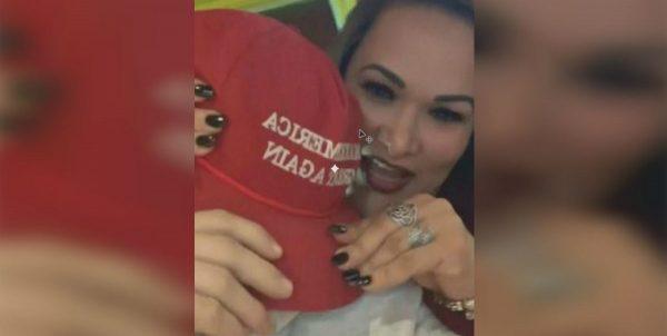 Rosaine Santos, 41, was charged after hitting a man wearing a "Make America Great Again" hat in Cape Cod, Massachusetts. (Bryton Turner/Facebook)