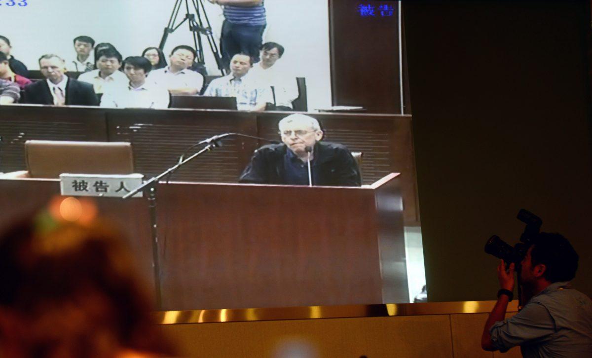 The trial of British investigator Peter Humphrey at the Shanghai Intermediate Court on Aug. 8, 2014. (Johannes Eisele/AFP/Getty Images)
