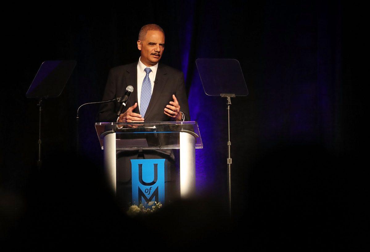 Eric Holder, Jr., the 82nd Attorney General of the United States, in Memphis on April 2, 2018. (Joe Raedle/Getty Images)