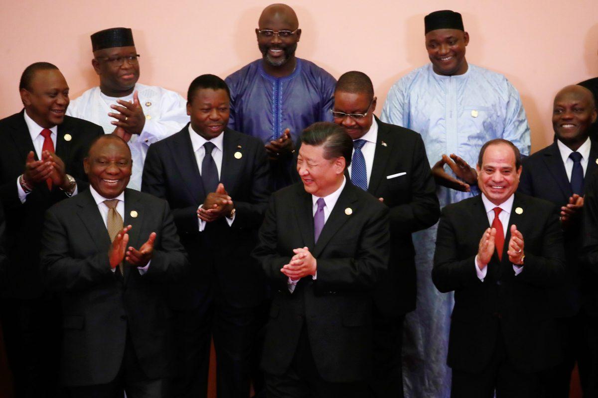 Chinese leader Xi Jinping (front C) poses with African leaders, including Malawi's President Arthur Peter Mutharika (2nd row, 2nd-R), during the Forum on China-Africa Cooperation in Beijing, China, on Sept. 3, 2018. (How Hwee Young/AFP/Getty Images)