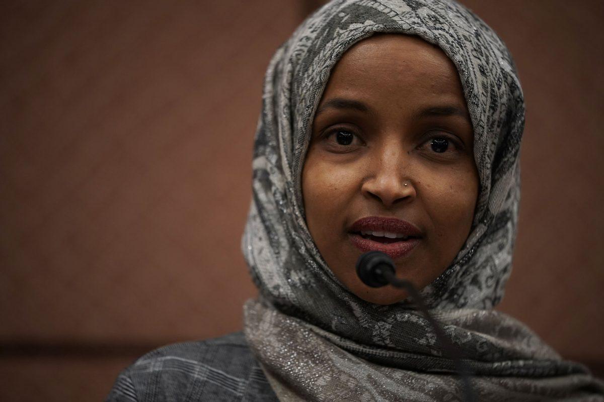 Rep. Ilhan Omar (D-Minn.) speaks during a news conference on Capitol Hill in Washington on Jan. 24, 2019. (Alex Wong/Getty Images)