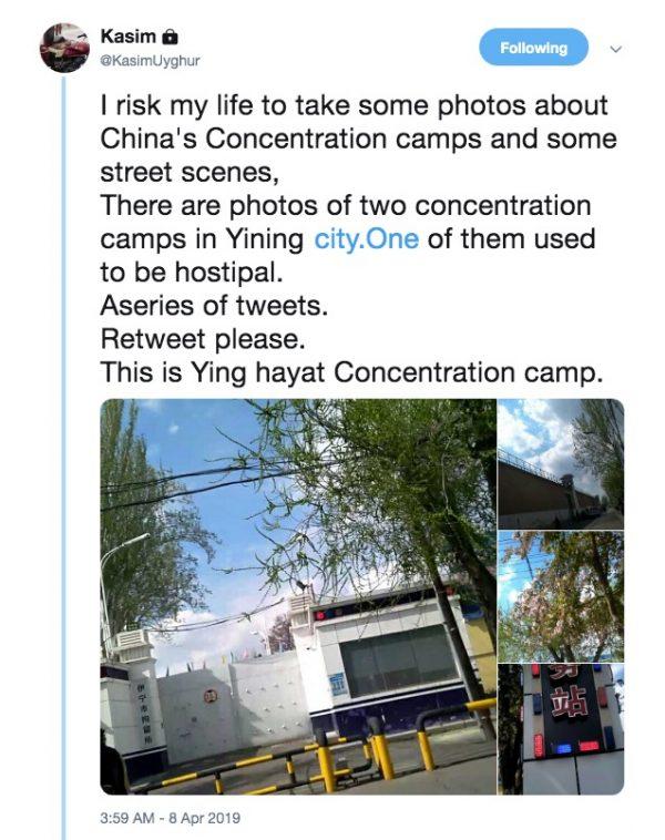 Uyghur man Kasim says he is risking his life to send photos of Xinjiang's concentration camps. (Kasim/Twitter)