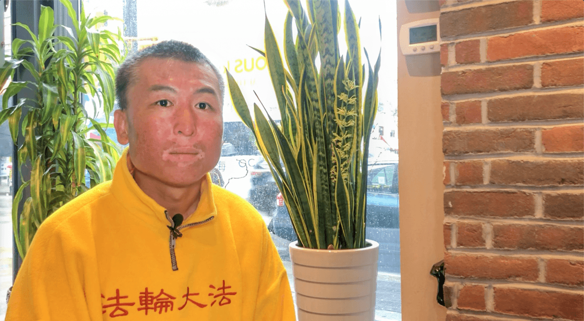 Falun Gong practitioner Tian Yunhai in Flushing, Queens, on April 20, 2019. (Mimi Nguyen-Ly/The Epoch Times)