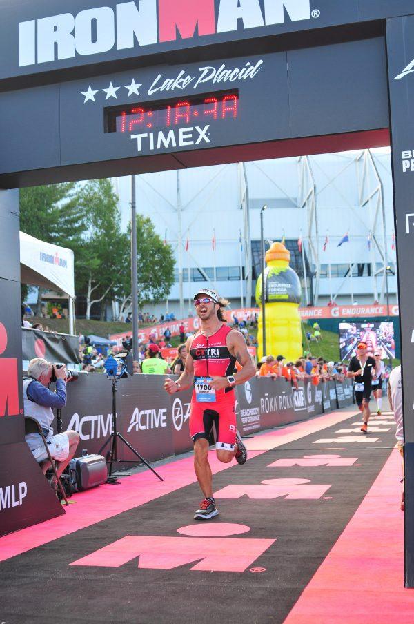 Enrico Quilico finishing his first full Ironman competition in Lake Placid, New York in 2016. (Courtesy of Enrico Quilico)