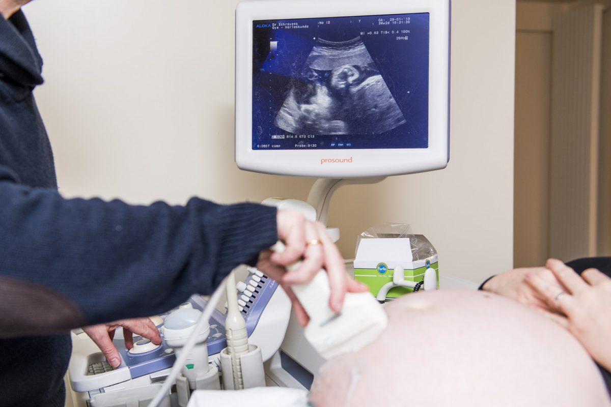 In an illustration photo, a doctor performs an ultrasound on a pregnant woman during her visit to a gynecologist. (Jennifer Jacobs/AFP/Getty Images)