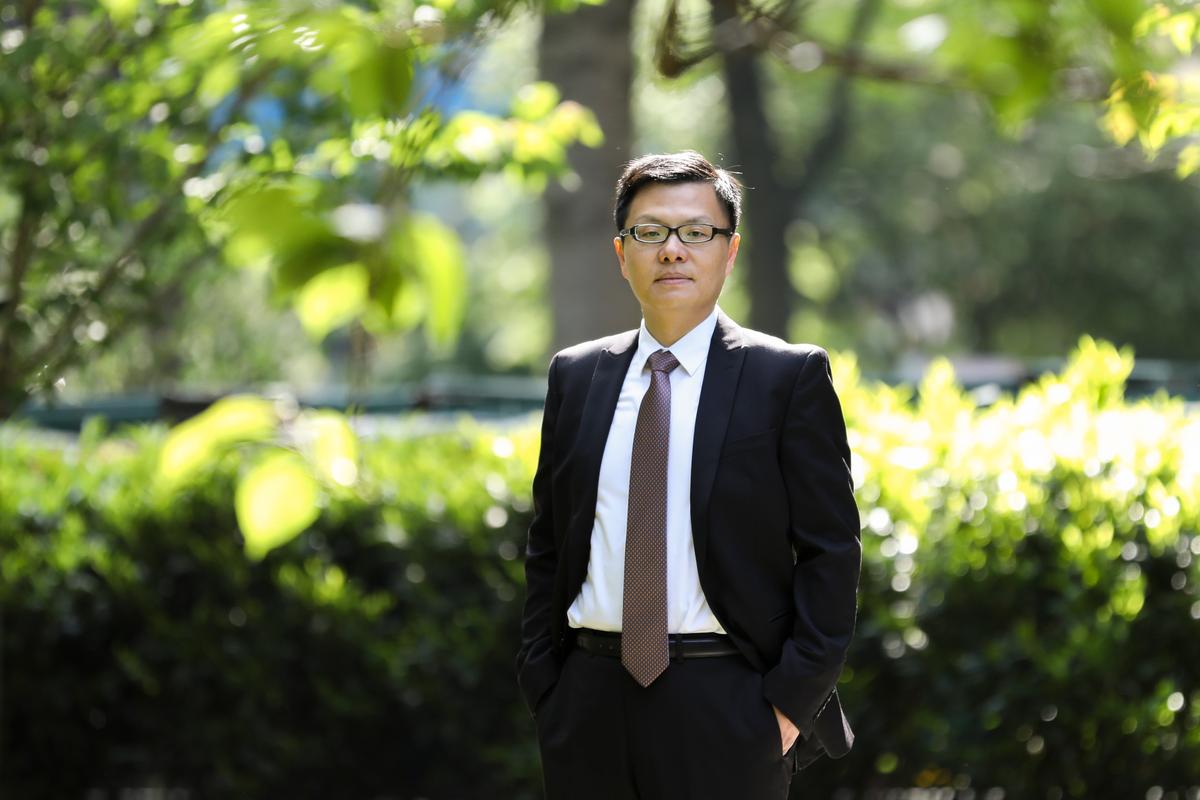 Jason Xiong, a Falun Gong practitioner tortured for his belief in China, poses in Manhattan, New York City, on May 16, 2019. (Samira Bouaou/The Epoch Times)