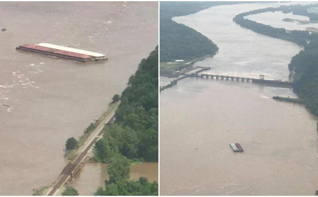 Runaway Barges Slam Into Arkansas River Dam