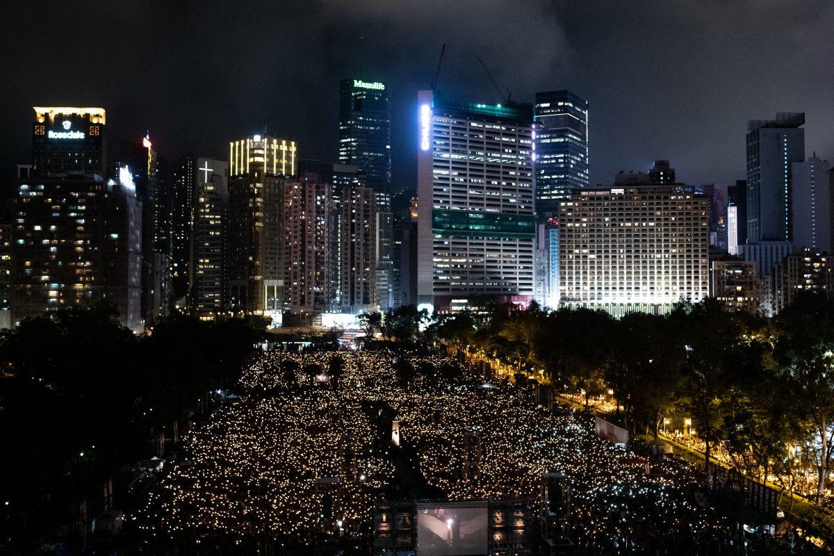 People attend a candlelight vigil at Victoria Park in Hong Kong on June 4, 2019, to mark the 30th anniversary of the 1989 Tiananmen Square massacre in Beijing. (Philip Fong/AFP/Getty Images)
