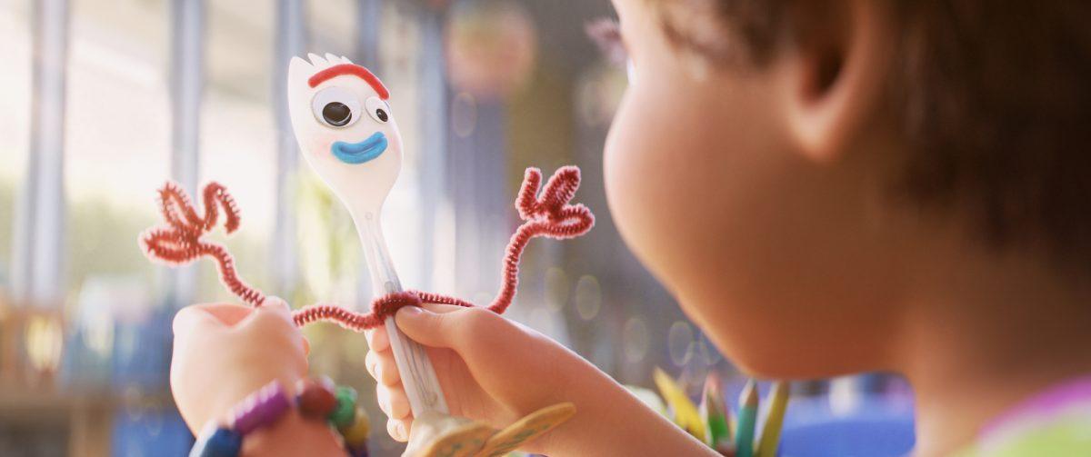 Forky (voiced by Tony Hale) is not a toy! At least that’s what he thinks. Bonnie created him from supplies Woody retrieved from the kindergarten trash can. (Disney/Pixar)