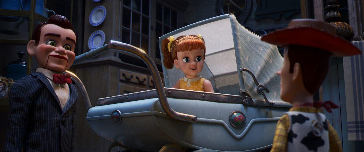 Woody finds himself in Second Chance Antiques, home to the 1950s talking pull-string-doll Gabby Gabby (voiced by Christina Hendricks) and her crew of scary, voiceless ventriloquist dummies. (Disney/Pixar)