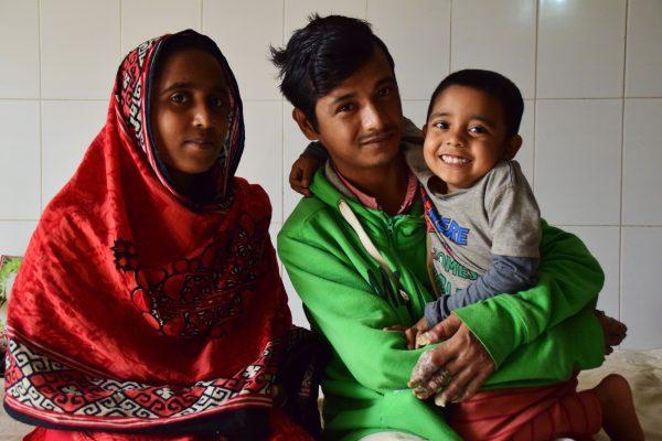 "Tree Man" Abul Bajandar and his family poses for a photo at Dhaka Medical College Hospital on Jan. 25, 2018. (Sam Jahan/AFP/Getty Images)