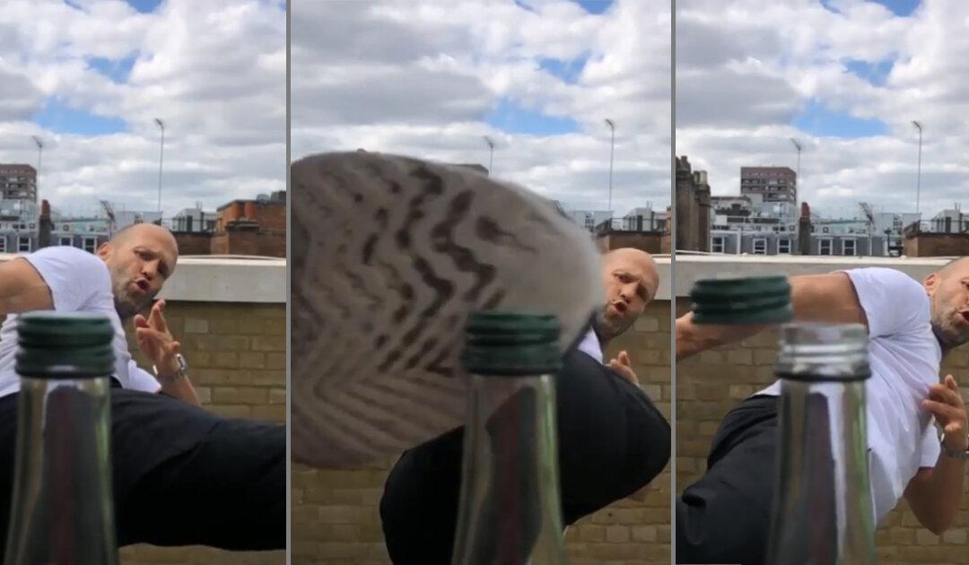 Actor Jason Statham Accepts Bottle Cap Challenge From Singer John Mayer