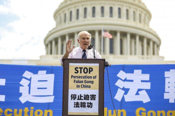 Rep. Steve Chabot (R-Ohio), speaks at a rally commemorating the 20th anniversary of the persecution of Falun Gong in China, on the West lawn of Capitol Hill in Washington on July 18, 2019. (Samira Bouaou/The Epoch Times)