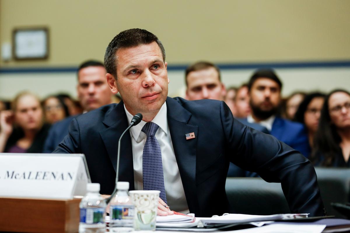 Acting Secretary of Homeland Security Kevin McAleenan testifies at a House hearing in front of the Committee on Oversight and Reform, in Washington on July 12, 2019. (Charlotte Cuthbertson/The Epoch Times)