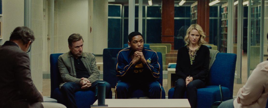 (L–R) Norbert Leo Butz, Tim Roth, Kelvin Harrison Jr., Naomi Watts, and Octavia Spencer in “Luce.” (Rich Polk/Getty Images/Neon)