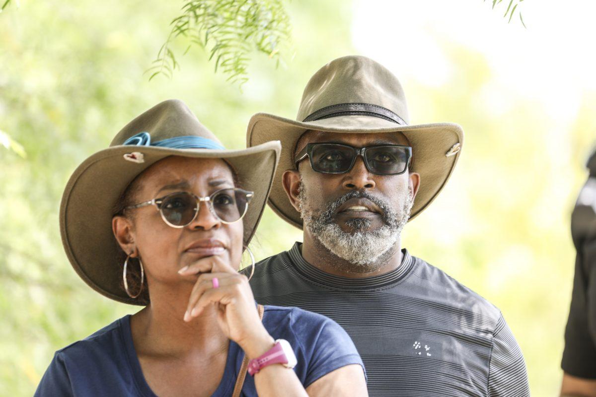 Kiyan (L) and Bobby Michael, whose son, Brandon, was killed by an illegal immigrant, stand near the U.S.-Mexico border in Rio Grande City, Texas, on April 26, 2019. Kiyan Michael is now a Florida state representative working on immigration enforcement. (Charlotte Cuthbertson/The Epoch Times)