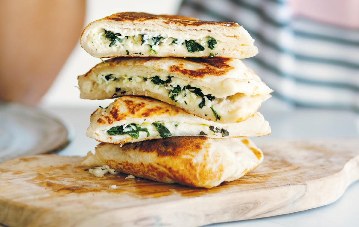 Halloumi, Kale, and Mint Gozleme