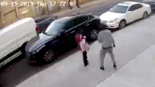A screenshot of the video footage showing an attack on a 71-year-old woman in Brooklyn, New York, on Sept. 19, 2019. (NYPD)