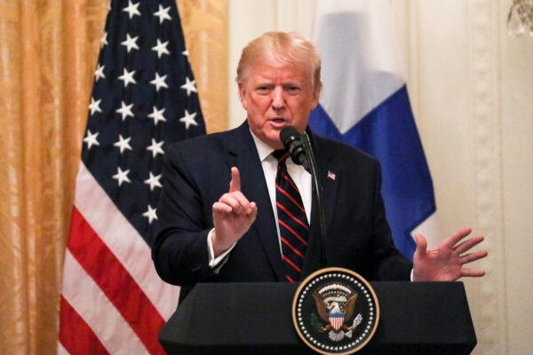 President Donald Trump at a press conference in the East Room of the White House in Washington on Oct. 2, 2019. (Charlotte Cuthbertson/The Epoch Times)