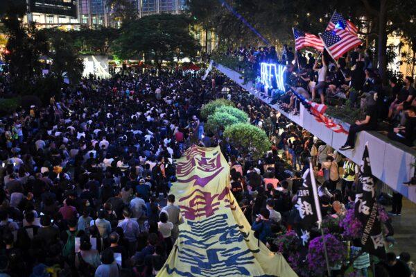 People take part in a rally of healthcare professionals in Hong Kong's Central district on Oct. 26, 2019. (Philip Fong/AFP via Getty Images)