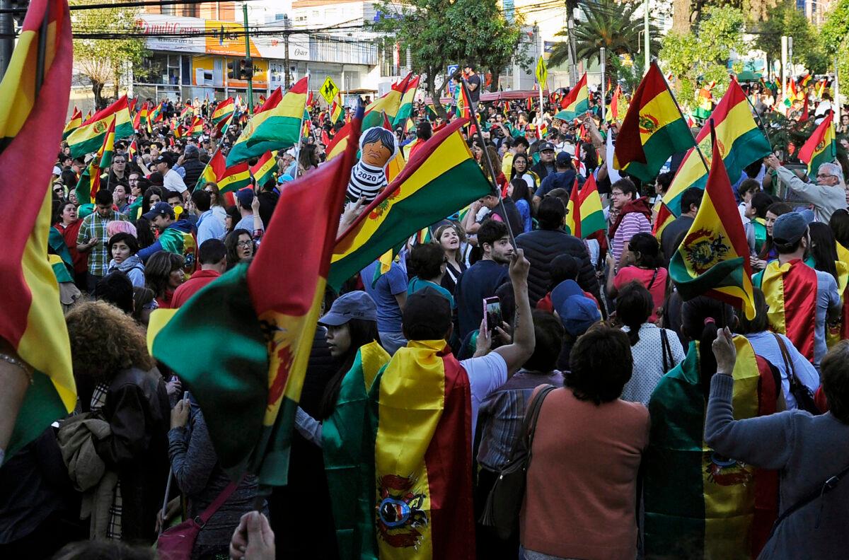 People attend an open meeting called by civic committees to protest against the election results, in La Paz on Oct. 27, 2019. (JORGE BERNAL/AFP via Getty Images)