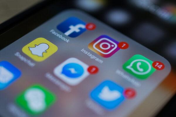 This photo illustration shows apps for Facebook, Instagram, Twitter, and other social networks on a smartphone, taken on March 22, 2018. (Chandan Khanna/AFP/Getty Images)