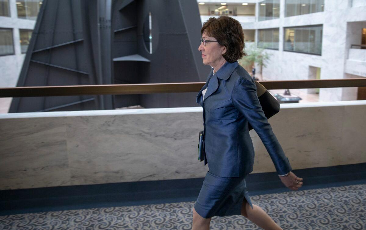 Sen. Susan Collins, (R-Maine) walks in Washington in a May 2019 file photograph. (Tasos Katopodis/Getty Images)