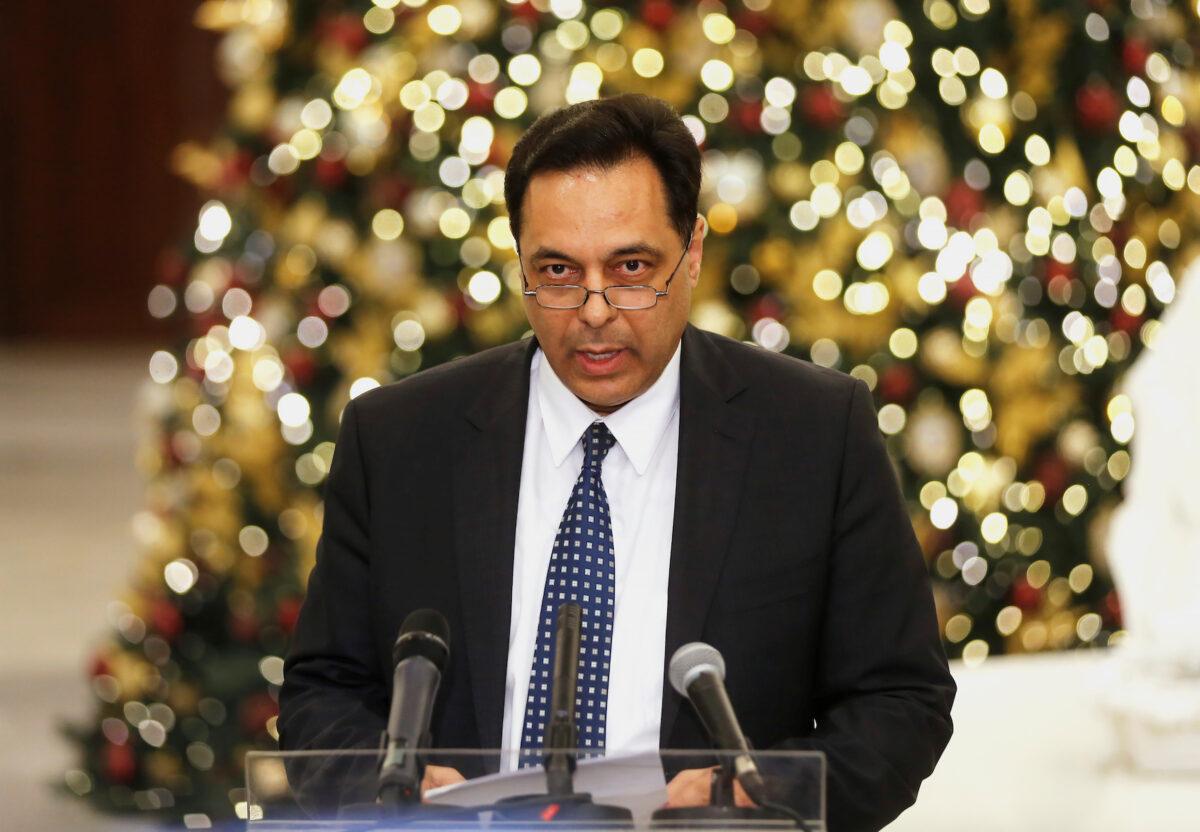 Hassan Diab talks to the media after being named Lebanon's new prime minister, at the presidential palace in Baabda, Lebanon, on Dec. 19, 2019. (Mohamed Azakir/Reuters)