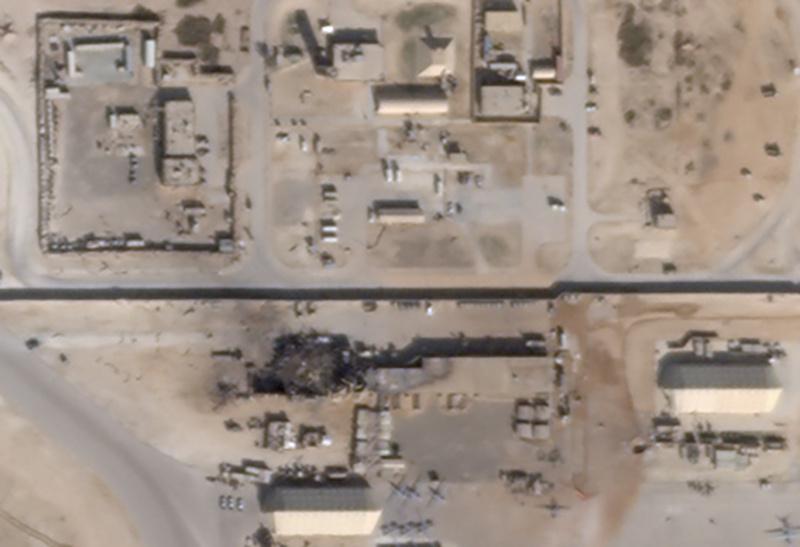 What appears to be new damage at Al Asad airbase in Iraq is seen in a satellite picture taken on Jan. 8, 2020. (Planet/Handout via Reuters)
