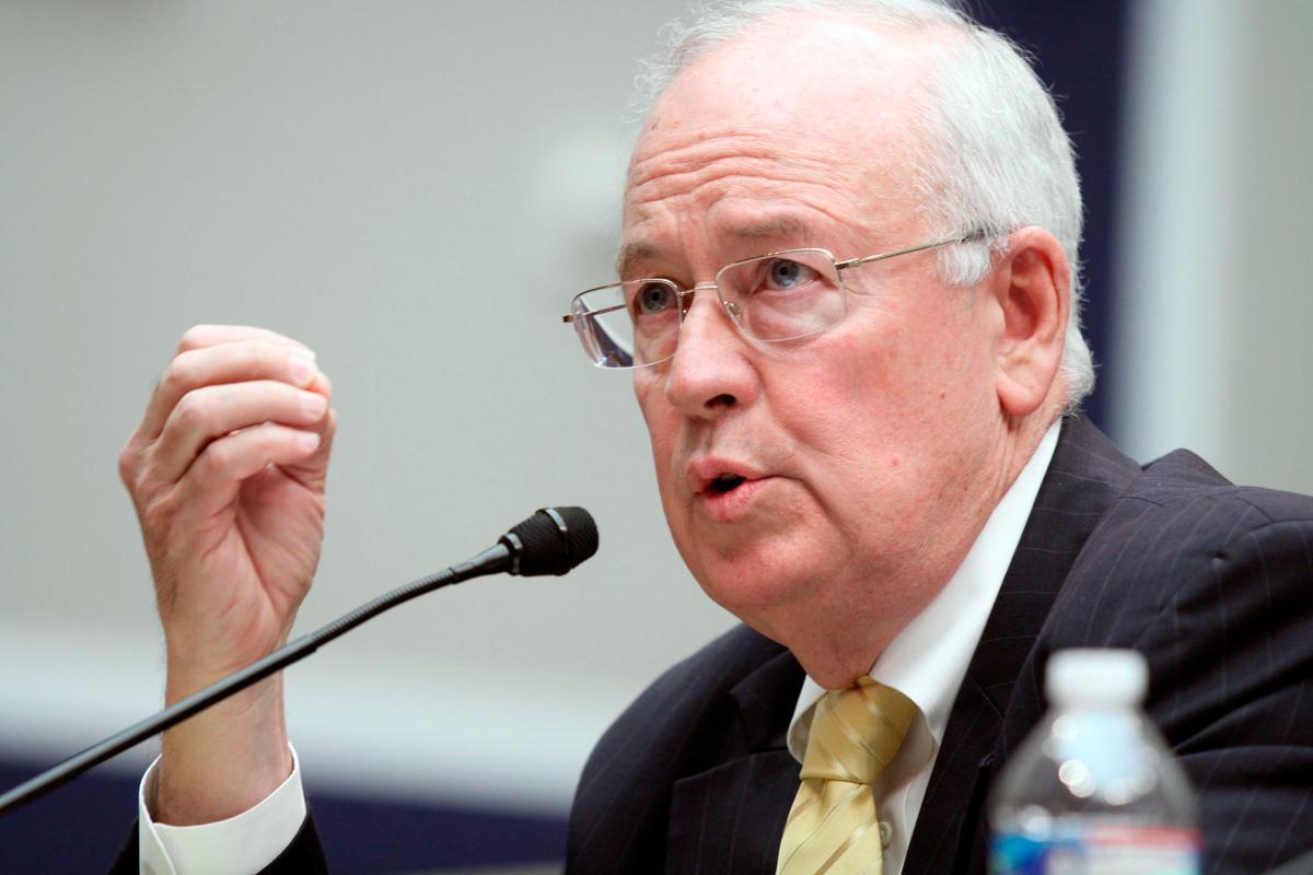 In this May 8, 2014, file photo, then Baylor University President Ken Starr testifies at the House Committee on Education and Workforce on college athletes forming unions in Washington. (AP Photo/Lauren Victoria Burke)
