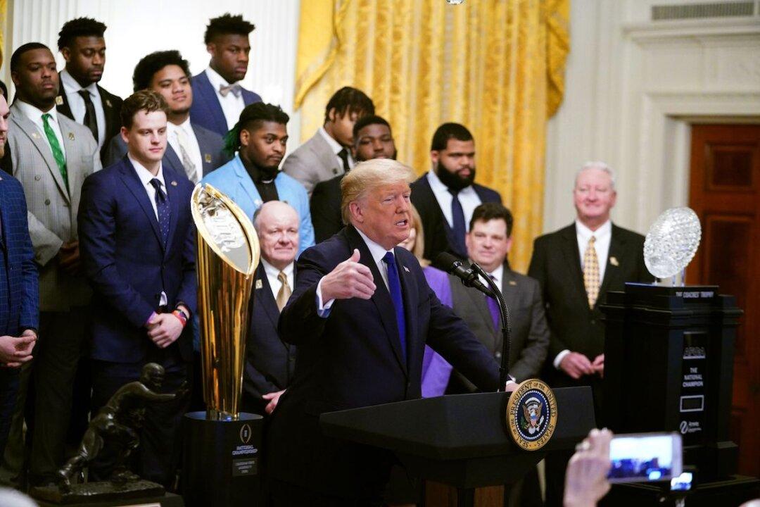 Trump Welcomes Football Champions LSU Tigers at the White House