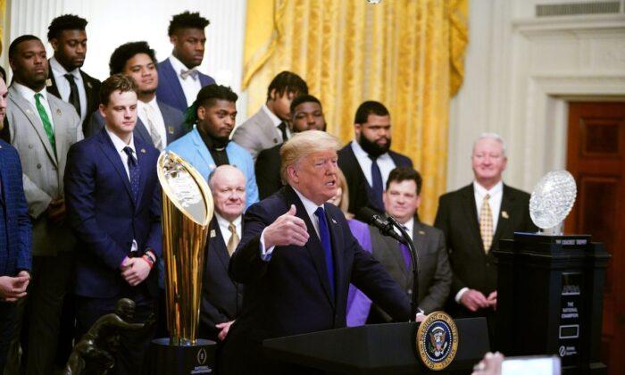 Trump Welcomes Football Champions LSU Tigers at the White House