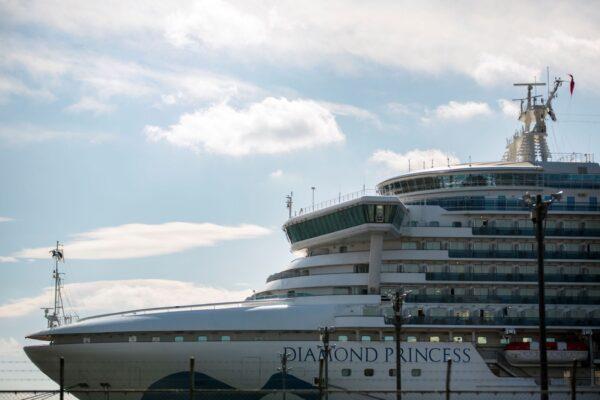 The Diamond Princess cruise ship is anchored at the Daikaku Pier Cruise Terminal in Yokohama on Feb. 12, 2020. (Behrouz Mehri/AFP via Getty Images)