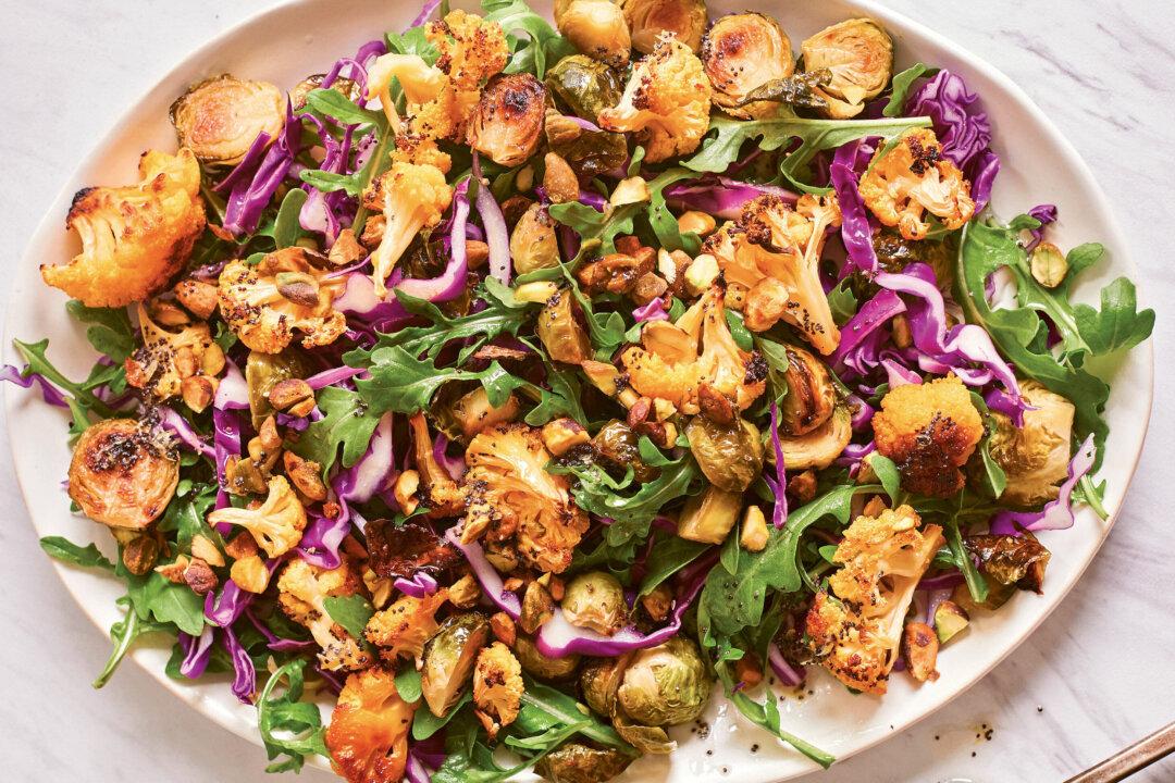 Arugula and Roasted Veggie Salad With Lemon-Chia Dressing