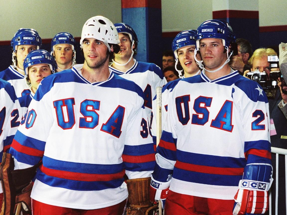 Foreground: Eddie Cahill (L) and Patrick O'Brien Demsey star in “Miracle.” (Chris Large/Buena Vista Pictures Distribution/Disney)