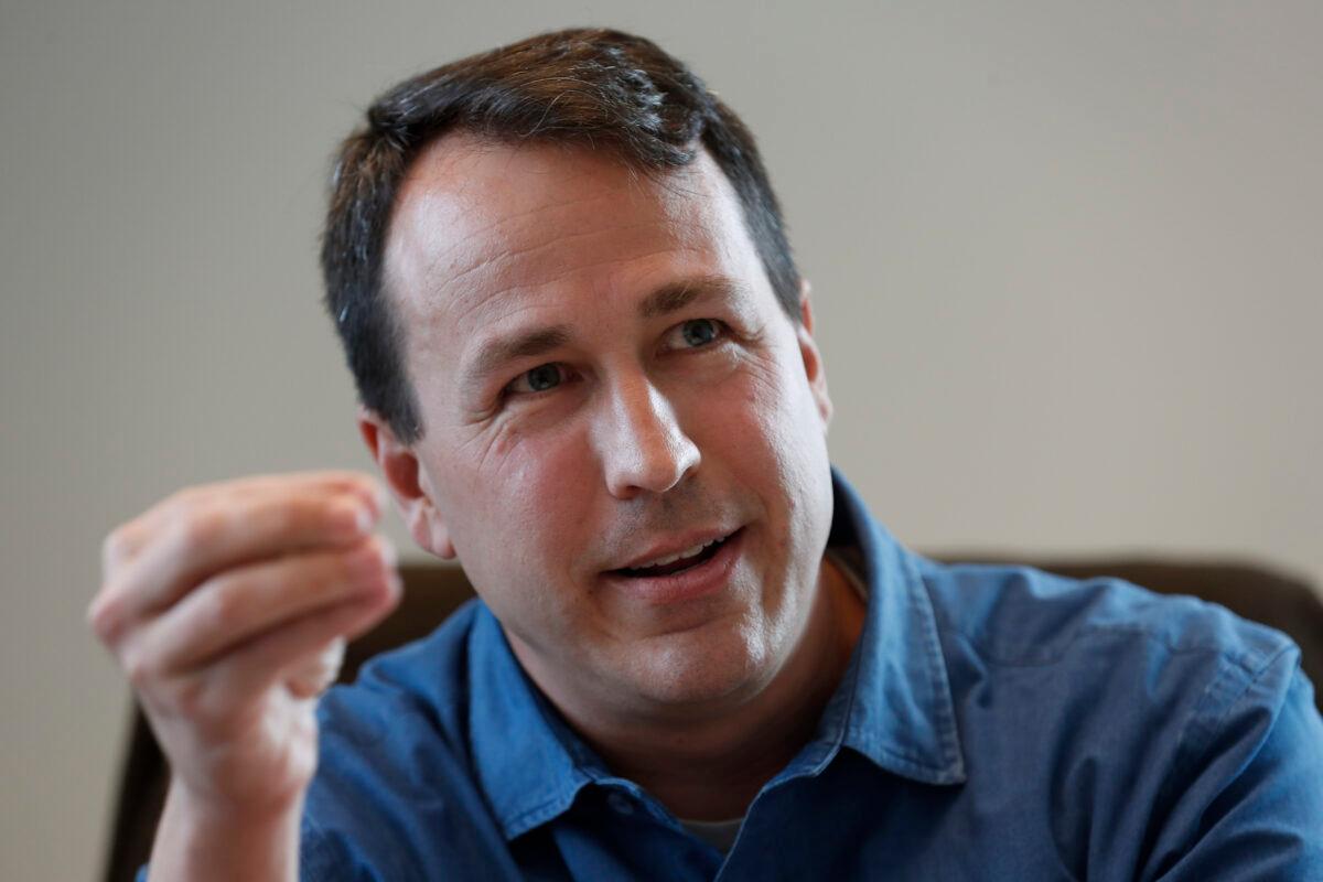 Democratic U.S. Senate candidate Cal Cunningham speaks during an interview in Raleigh, N.C., Jan. 27, 2020. (Gerry Broome/AP Photo)