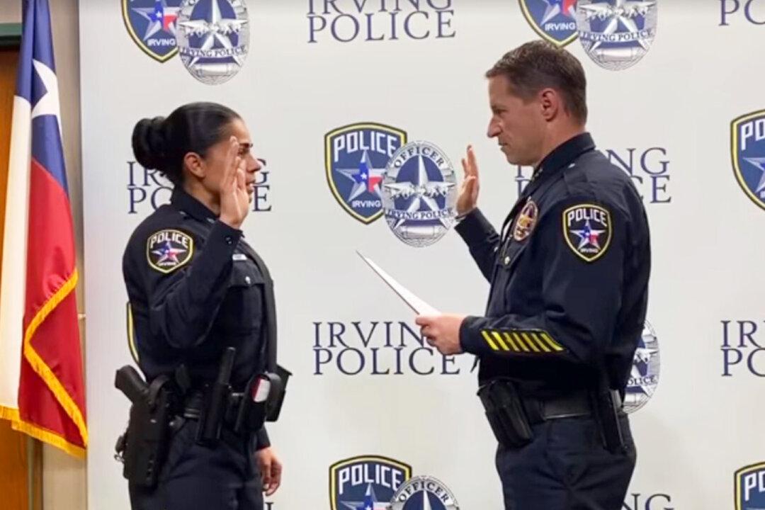 Female Cop Recruit Cries With Joy When Soldier Son Surprises Her at Police Swearing-in Ceremony