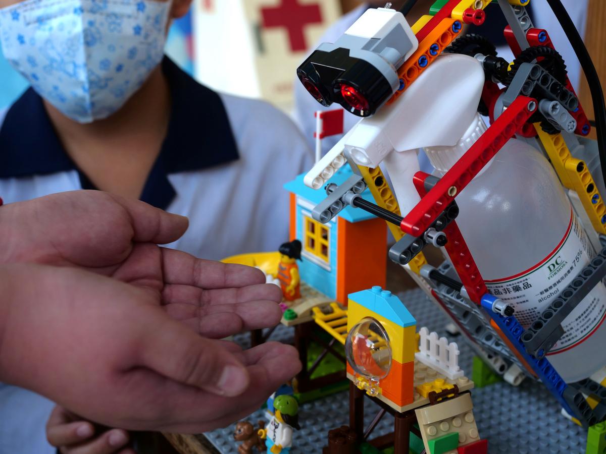 Taiwan Students Fight Virus With Lego Disinfectant Dispenser