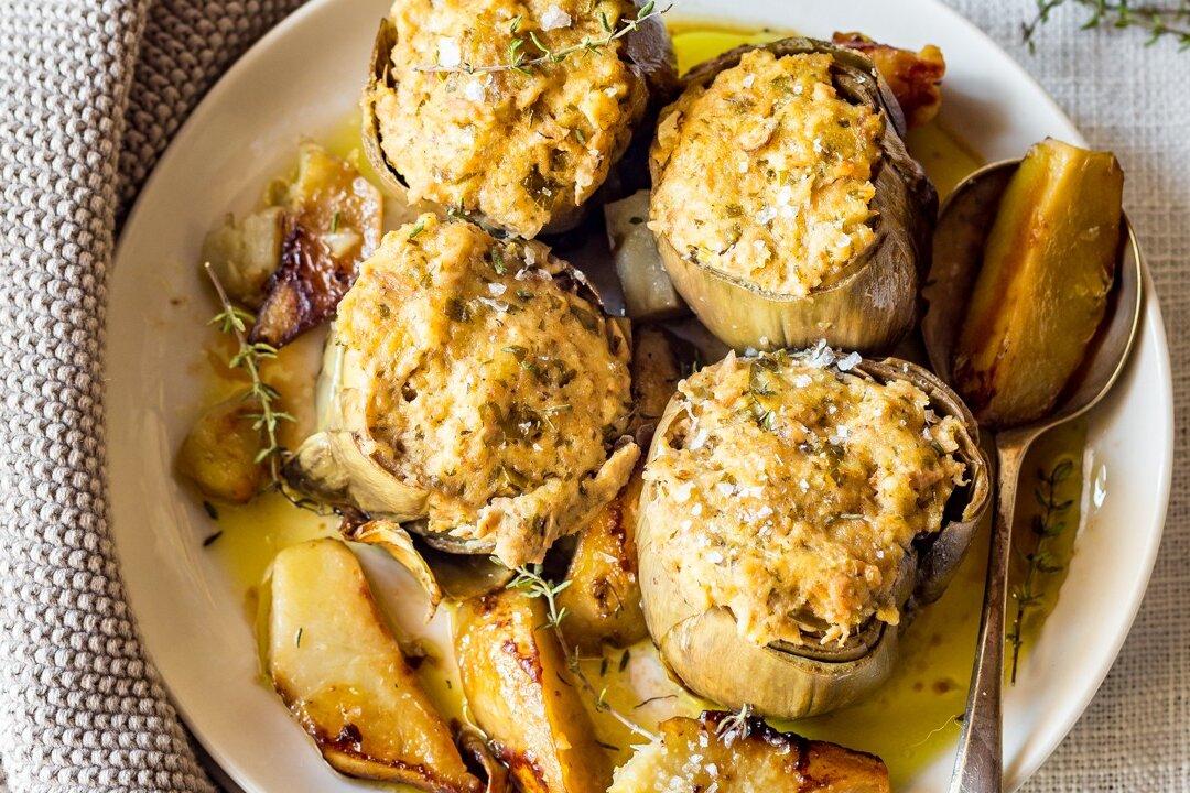 Tuna and Pecorino Stuffed Artichokes