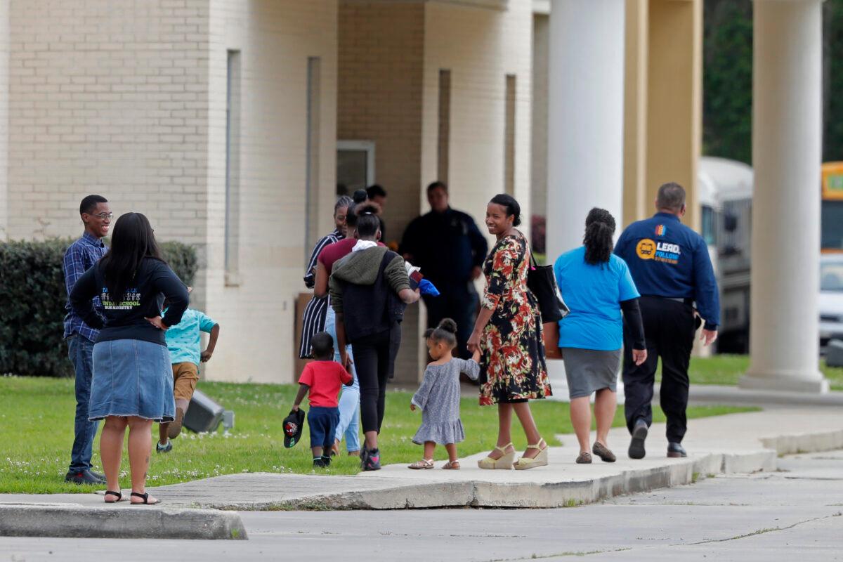 Congregants arrive at the Life Tabernacle Church in Central, La. on March 29, 2020. (Gerald Herbert/AP Photo)