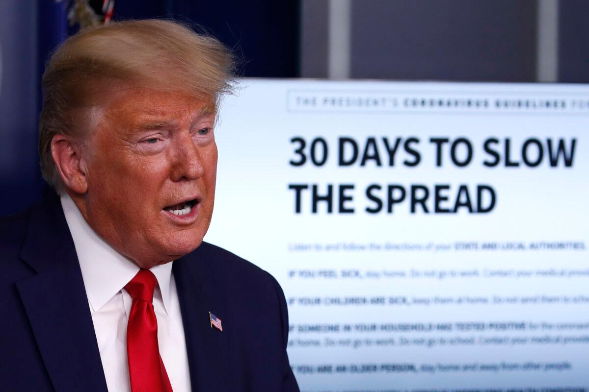 President Donald Trump speaks about the outbreak at the White House, in Washington, DC, on March 31, 2020. (AP Photo/Alex Brandon)