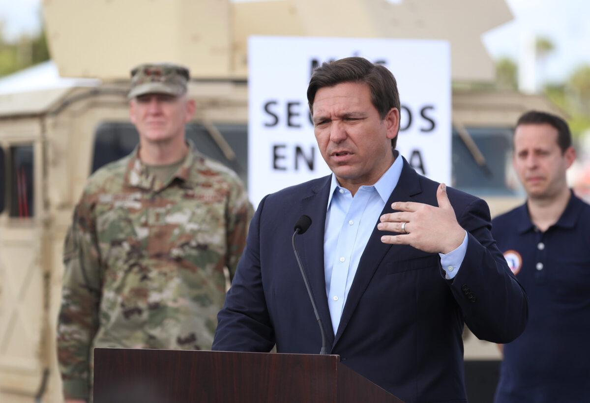 Florida Gov. Ron DeSantis speaks during a news conference in Miami Gardens, Florida on March 30, 2020. (Joe Raedle/Getty Images)