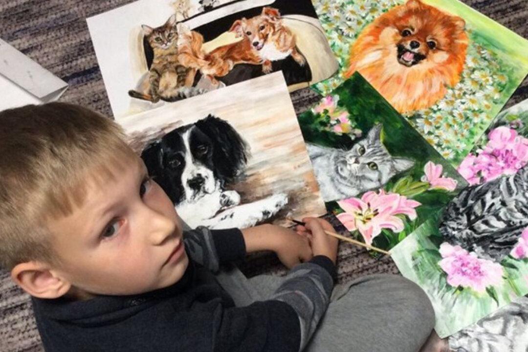9-Year-Old Russian Painter Trades Pet Portraits for Pet Food and Medicine for Animal Shelter
