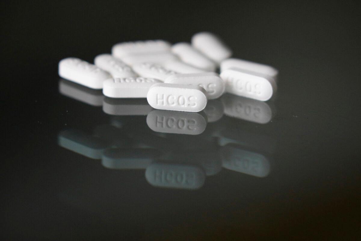 An arrangement of hydroxychloroquine pills in Las Vegas on April 6, 2020. (John Locher/AP Photo)