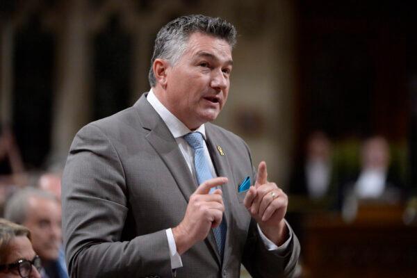 Conservative MP James Bezan asks a question during question period in the House of Commons on Oct. 27, 2016. (The Canadian Press/Adrian Wyld)