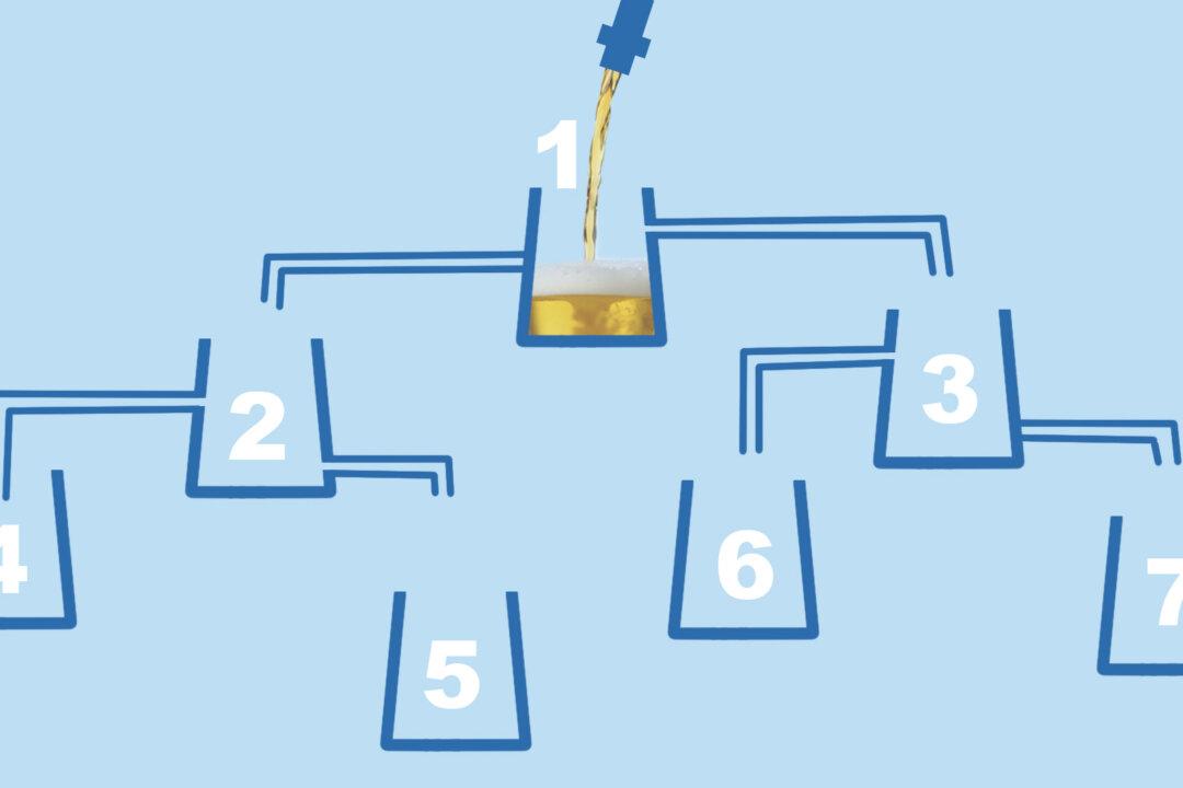 Try This Tricky Logic Puzzle Involving 1 Beer Tap and 7 Glasses: Which Glass Will Be Filled First?