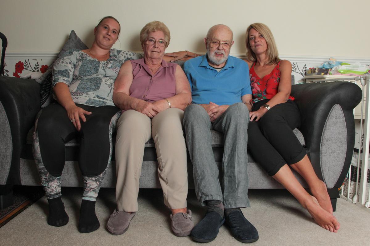 William Foster and his wife, Jean, with their daughters (L-R) Naomi Foster and Tammy McGill. (Caters News)