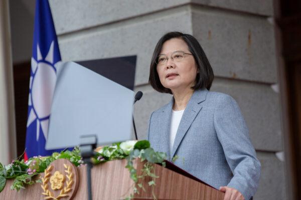 Taiwan President Tsai Ing-wen delivers her inaugural address at the Taipei Guest House in Taipei on May 20, 2020. (Wang Yu Ching/Taiwan Presidential Office/Handout via Reuters/File Photo)